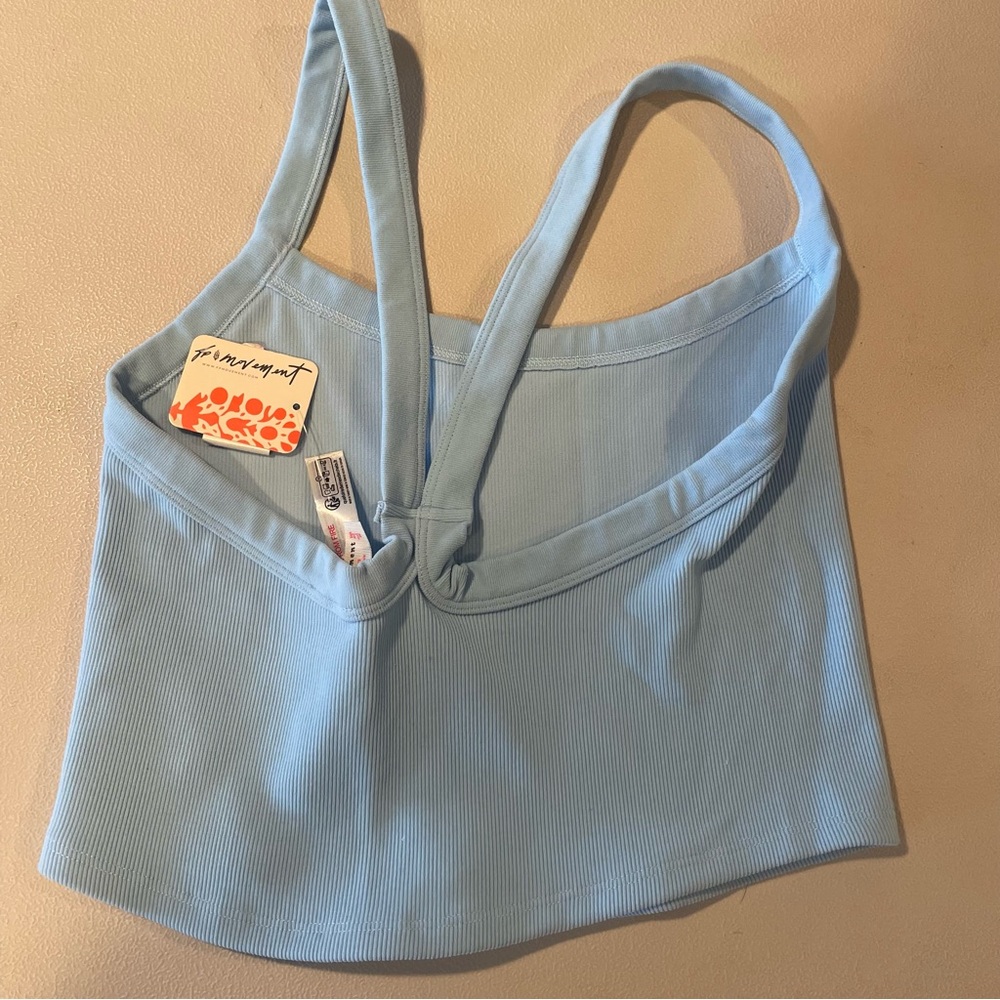 Free People Light Blue Ribbed Tank Top - Picture 3 of 9